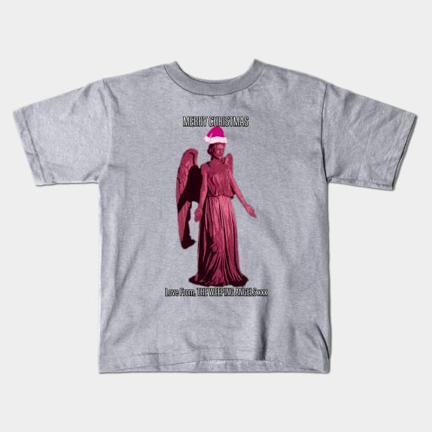 Merry Christmas From The Weeping Angels Kids T-Shirt by Gallifrey1995